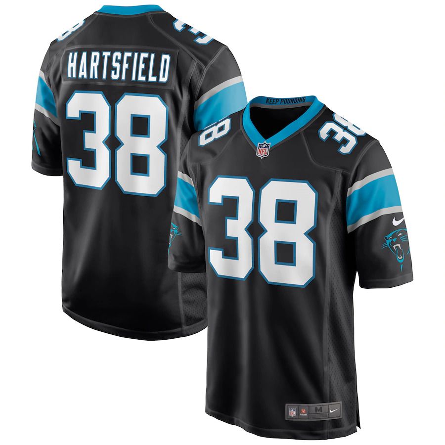 Men Carolina Panthers #38 Myles Hartsfield Nike Black Game NFL Jersey